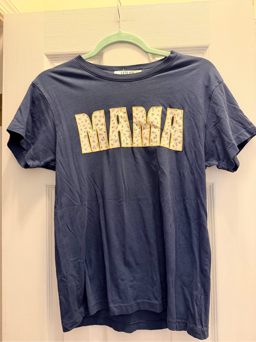 LETLUV Navy 'MAMA' Short Sleeve Graphic Tee